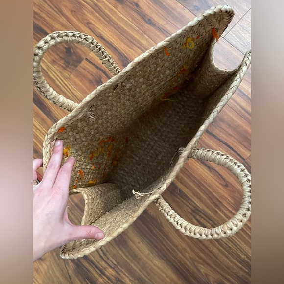 🌺 Mexico handmade large straw bag 17x17x4 embroidered - Picture 3 of 5